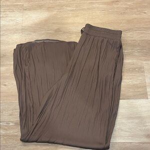 Brown Flowy Wide-Leg Pants